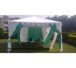 Pergola Garden Tent with Green and White Curtains