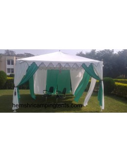 Pergola Garden Tent with Green and White Curtains