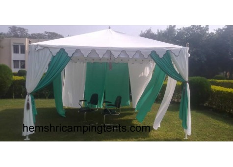 Pergola Garden Tent with Green and White Curtains